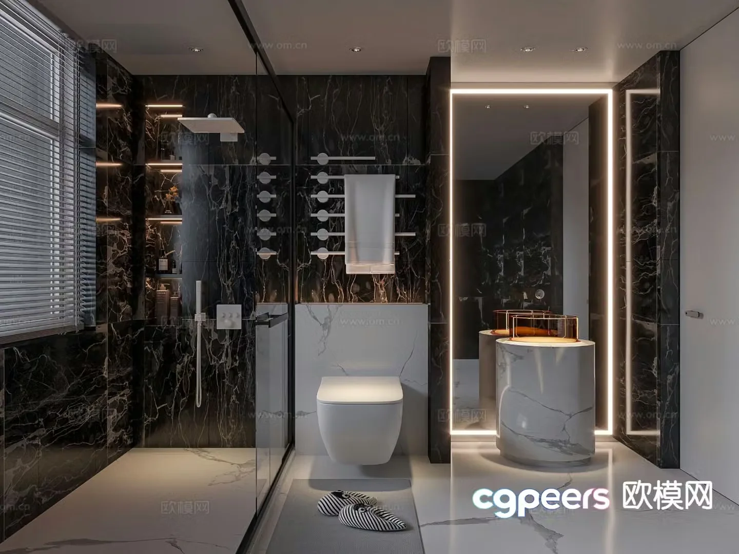 Light luxury bathroom bathroom 3d model