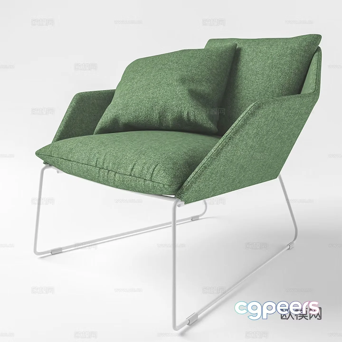 Modern leisure chair cloth chair book chair single chair 3d model
