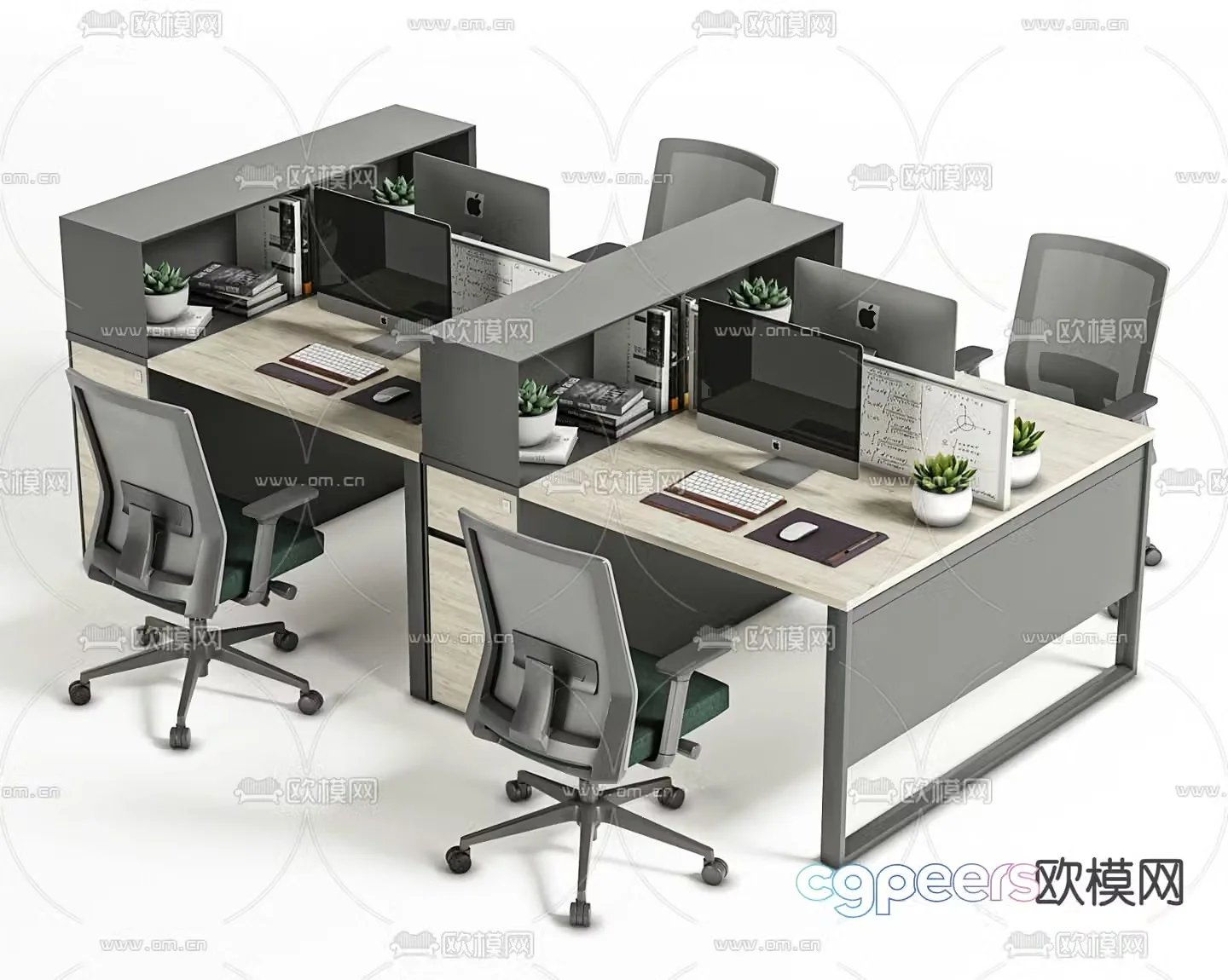 Card space desk workstation 3D model