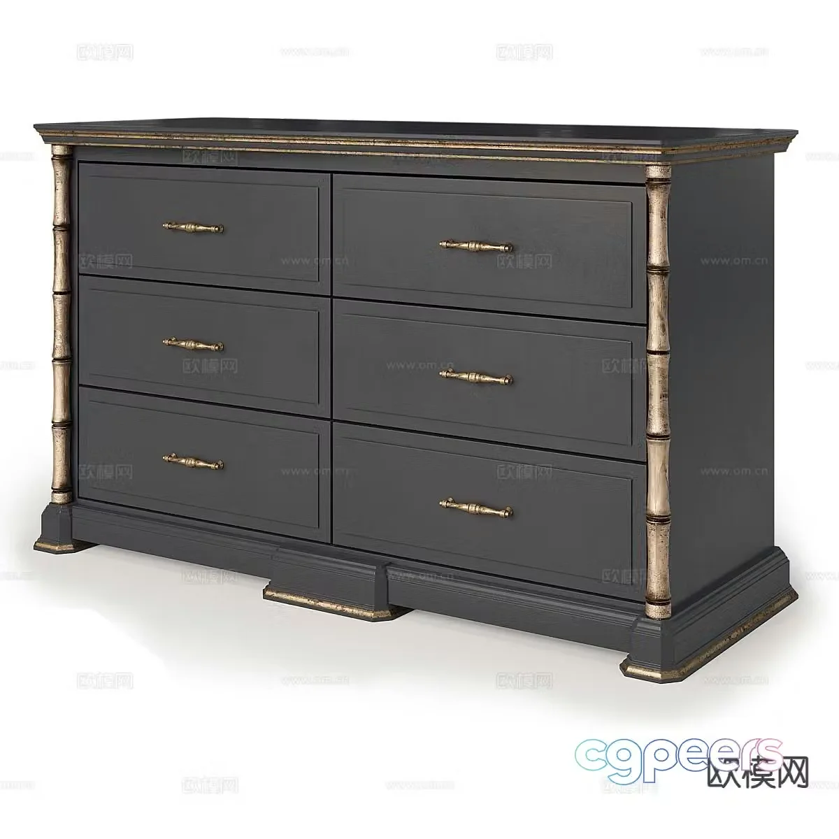Nordic chest of drawers side cabinet 3d model