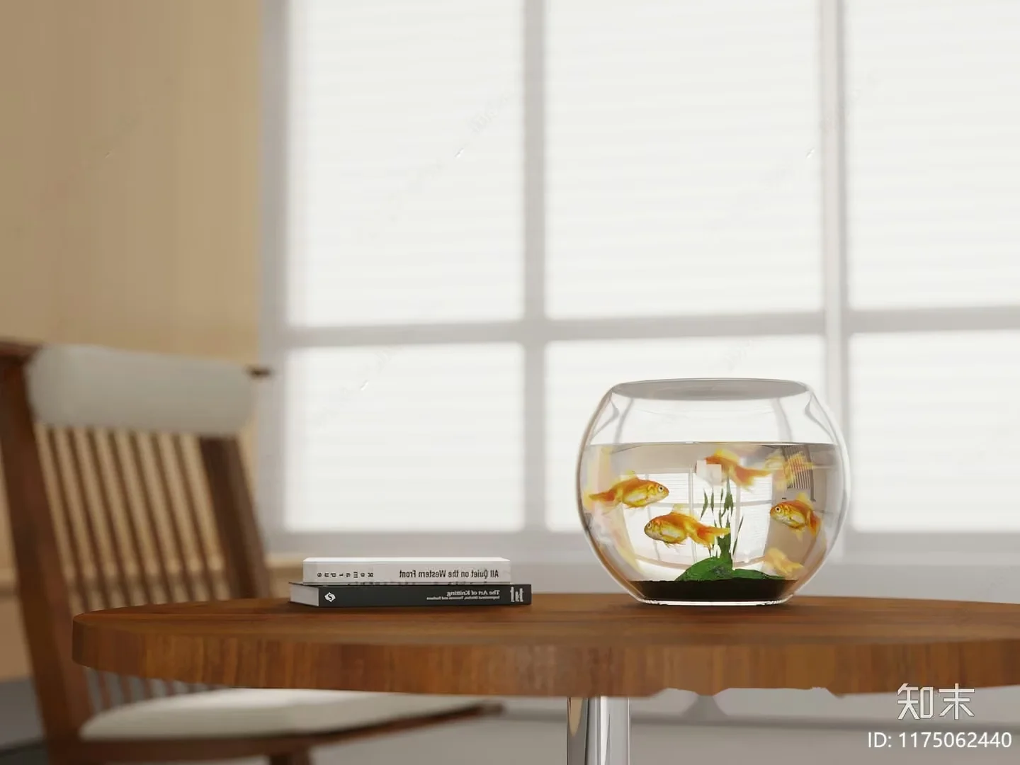 A Glass Fishbowl With Goldfish 3D Model – 13000 – VRAY Render
