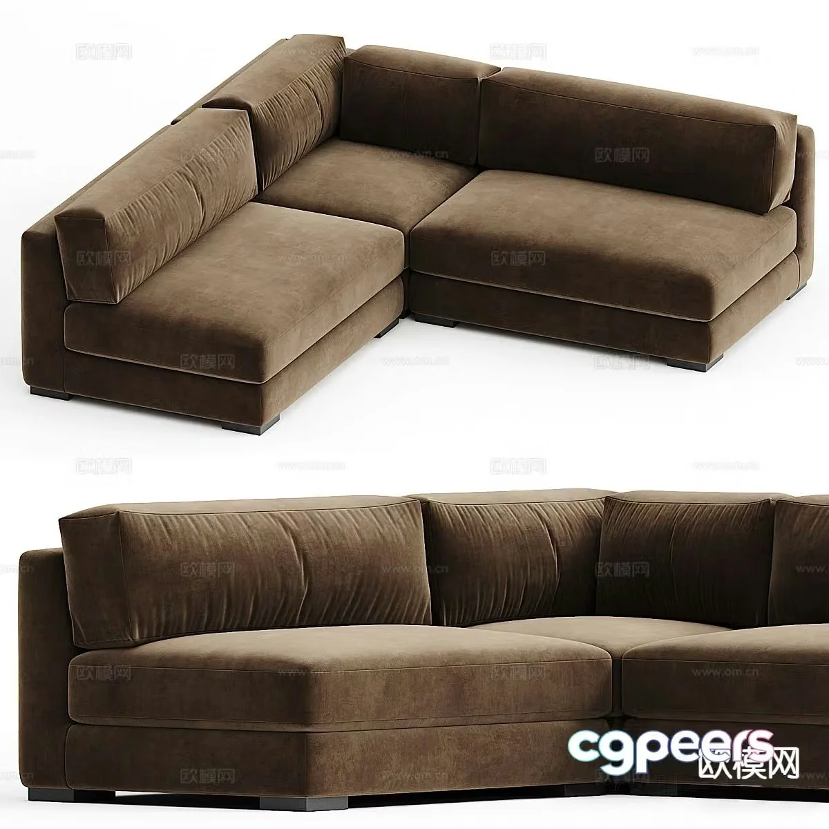 Modern fabric sofa corner sofa 3d model
