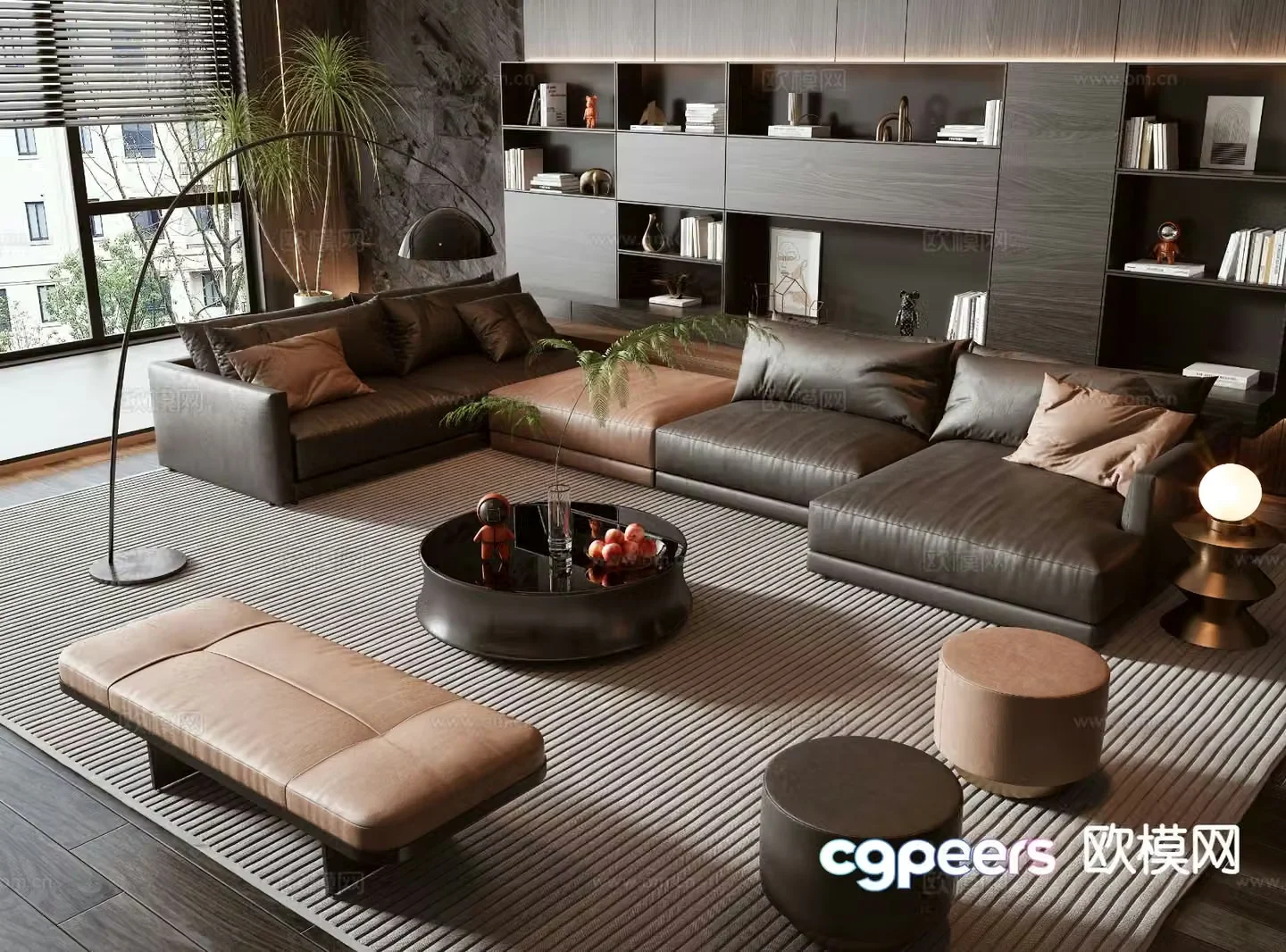 Italian corner sofa modular sofa 3d model