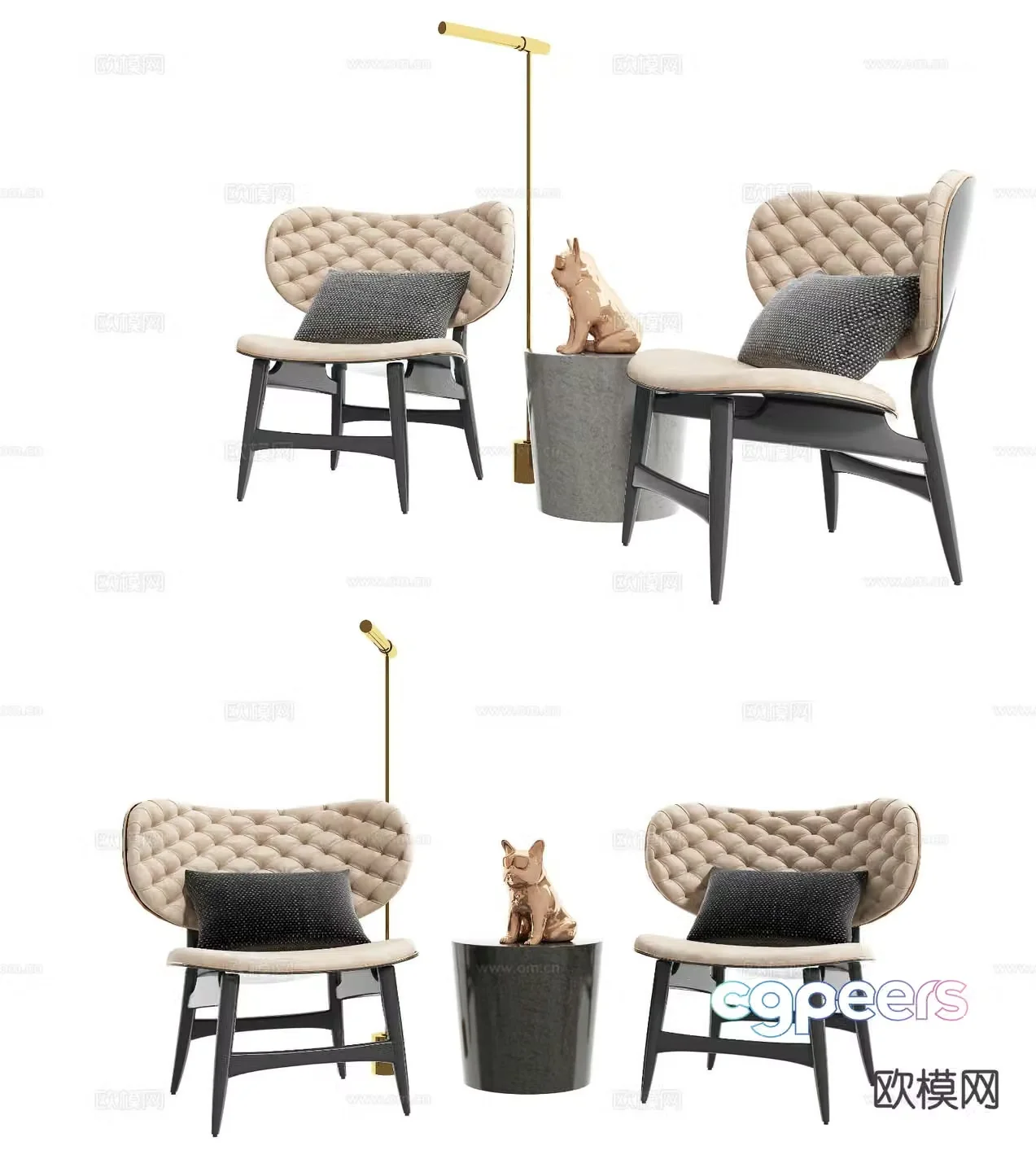Modern leisure table and chairs 3d model