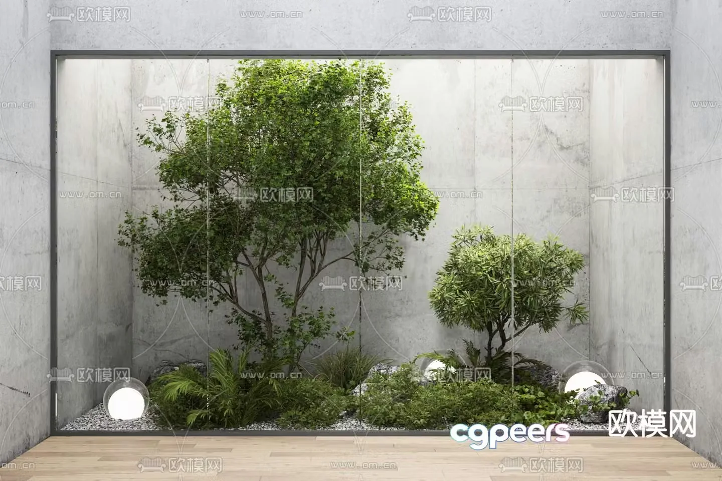 Modern patio interior landscape 3d model