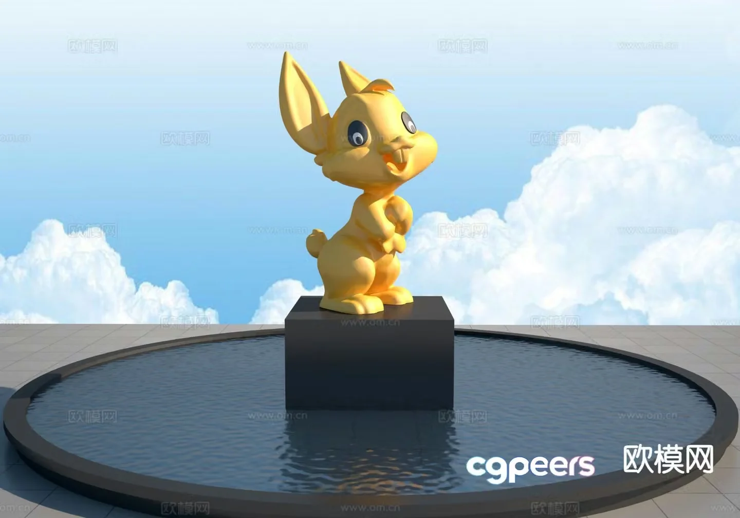 Cartoon rabbit sculpture 3d model
