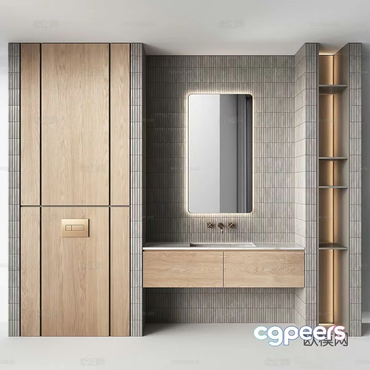 New Chinese style bathroom cabinet 3D model