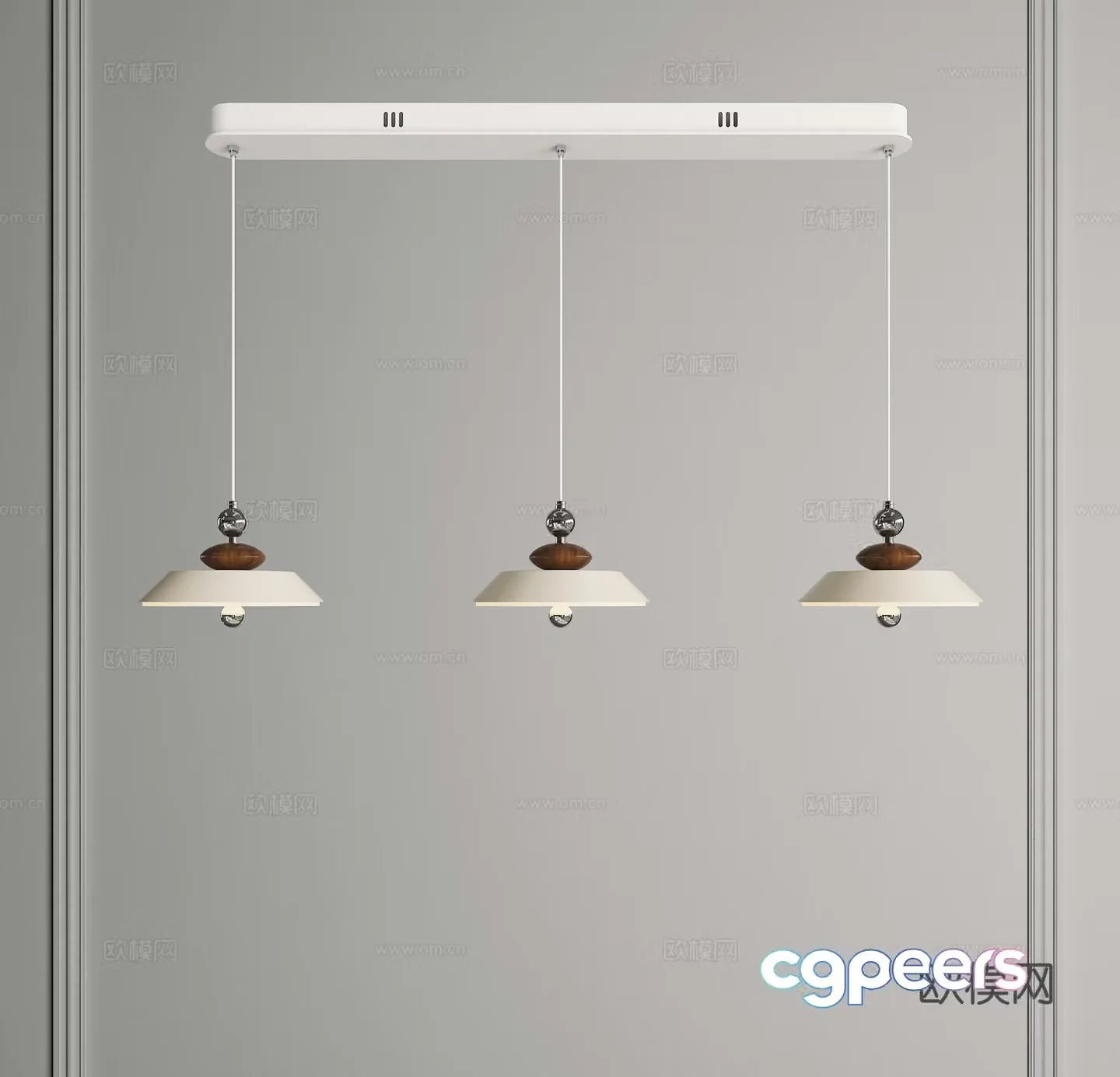 Cream-style chandelier medieval chandelier three-head chandelier multi-head chandelier restaurant chandelier long chandelier 3D model