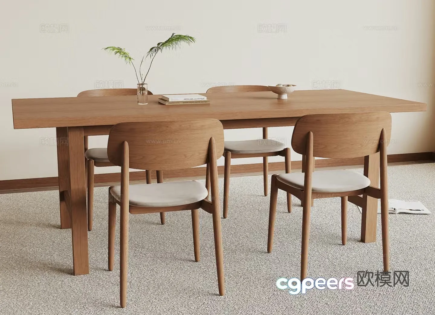 Modern dining table and chair 3d model