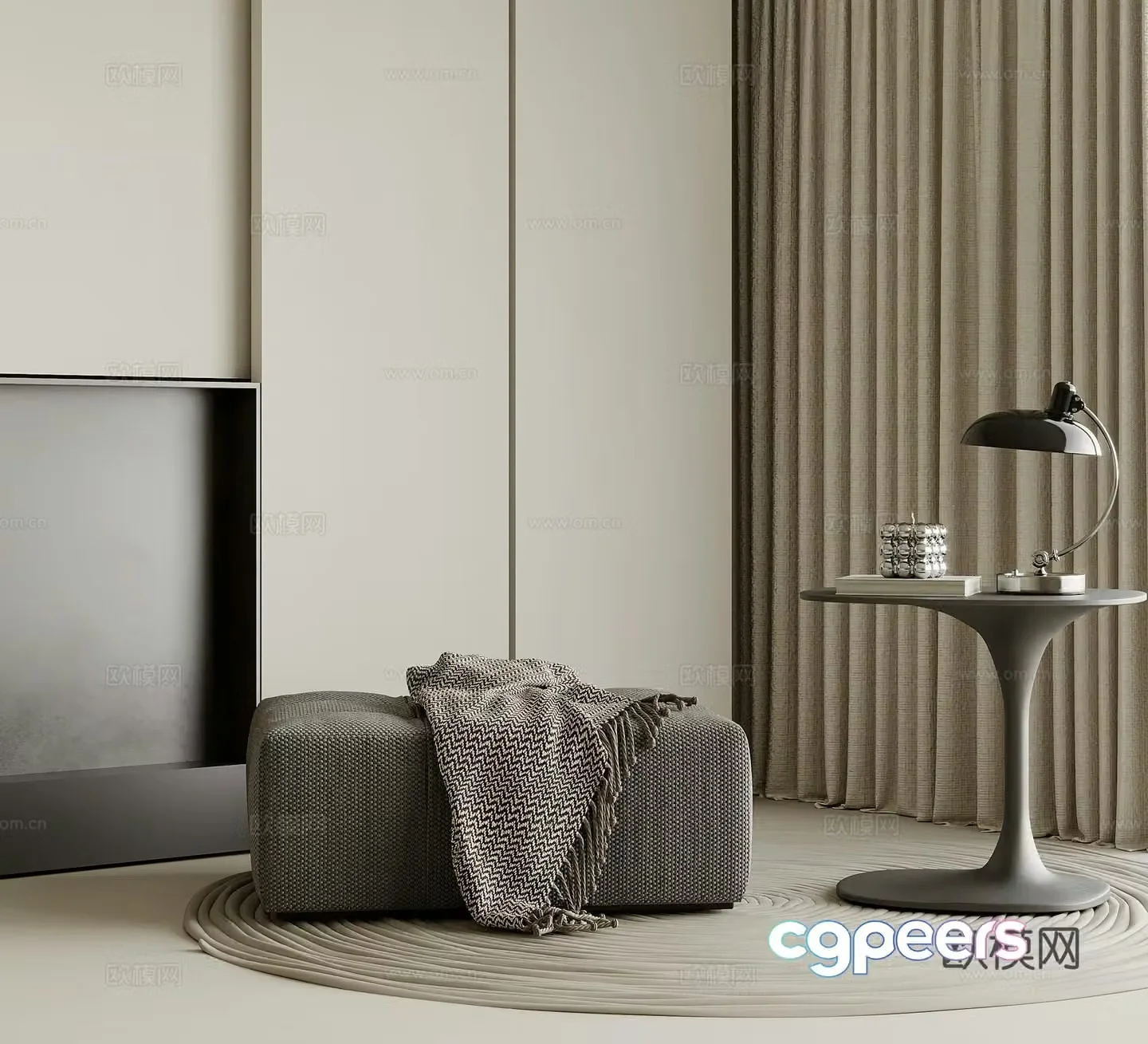 Modern minimalist sofa stool collapse stool side 3D model