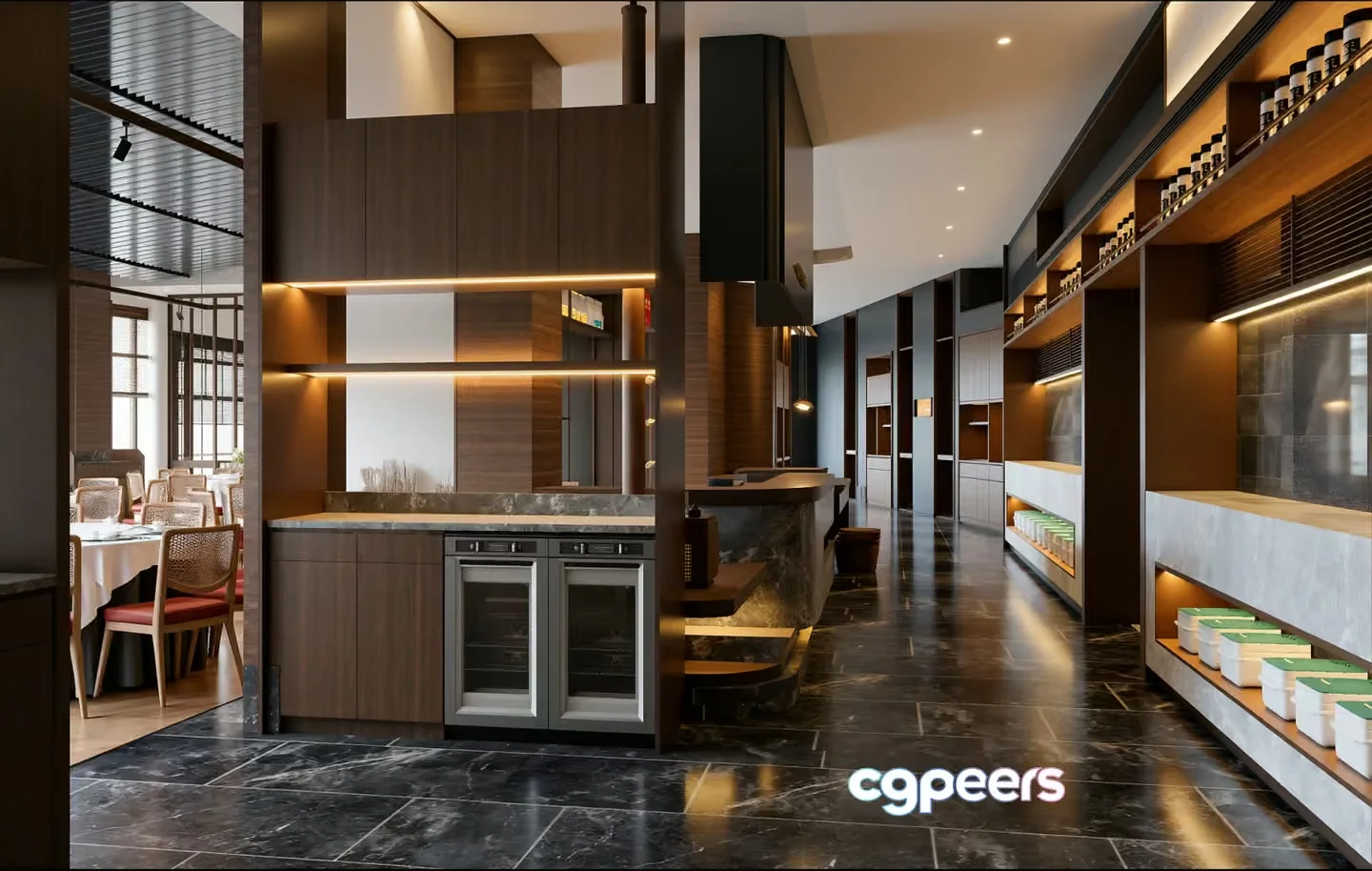 Modern Restaurant Interior 3D Model – 17763 – VRAY Render