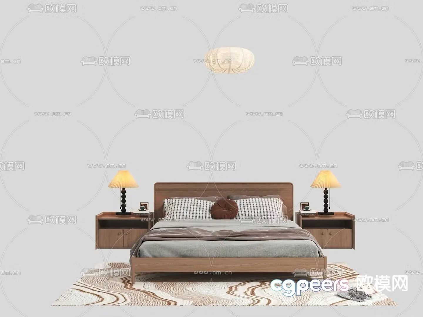 Wabi-sabi double bed 3d model