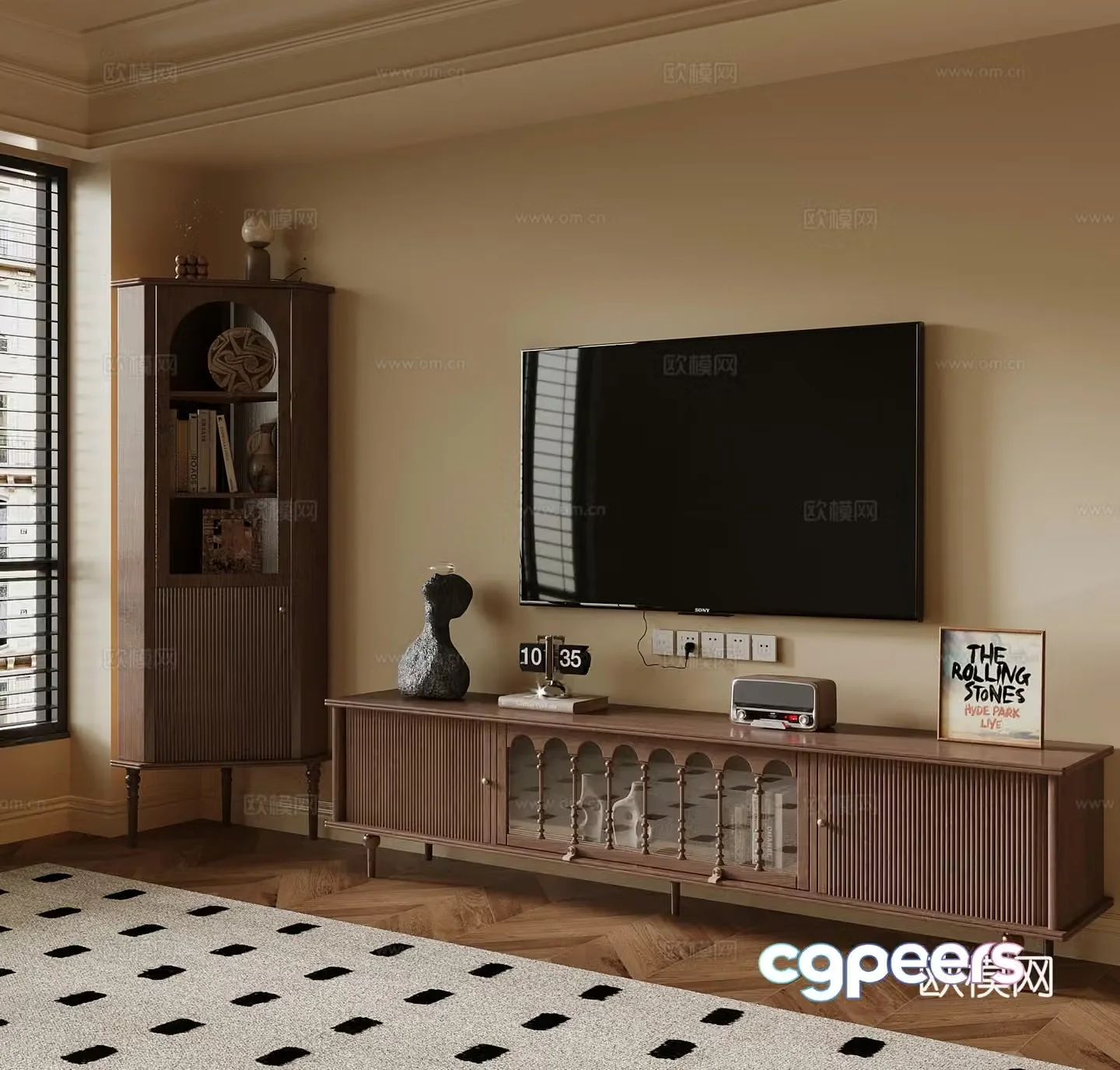 French medieval style TV cabinet 3D model