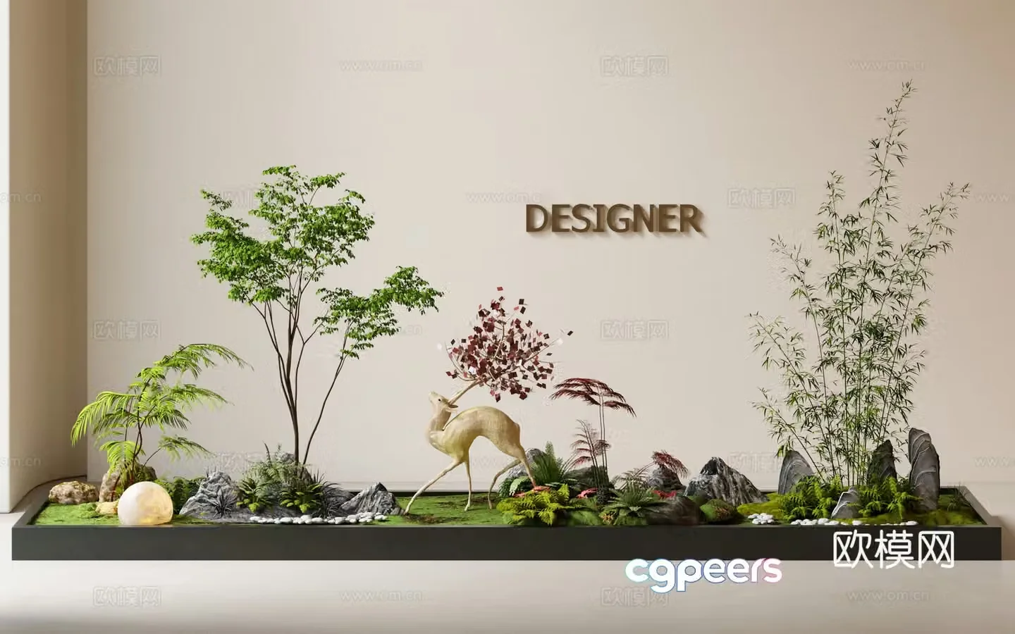 Modern interior landscape Landscape Landscape Tree Stone Landscape Sketch New Chinese Stone 3D Model