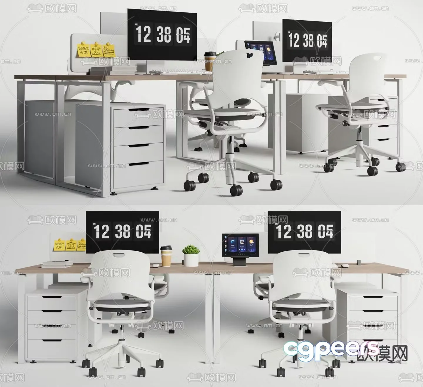 Staff desk card space desk 3D model