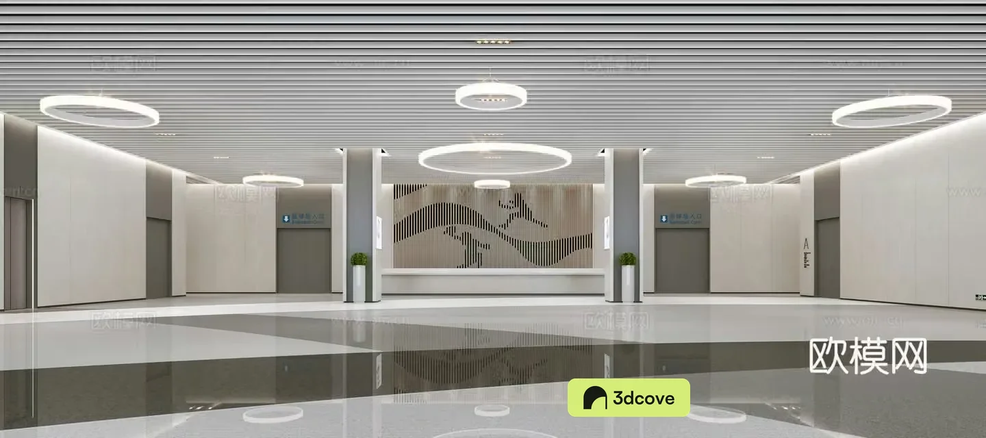 Modern school gymnasium foyer