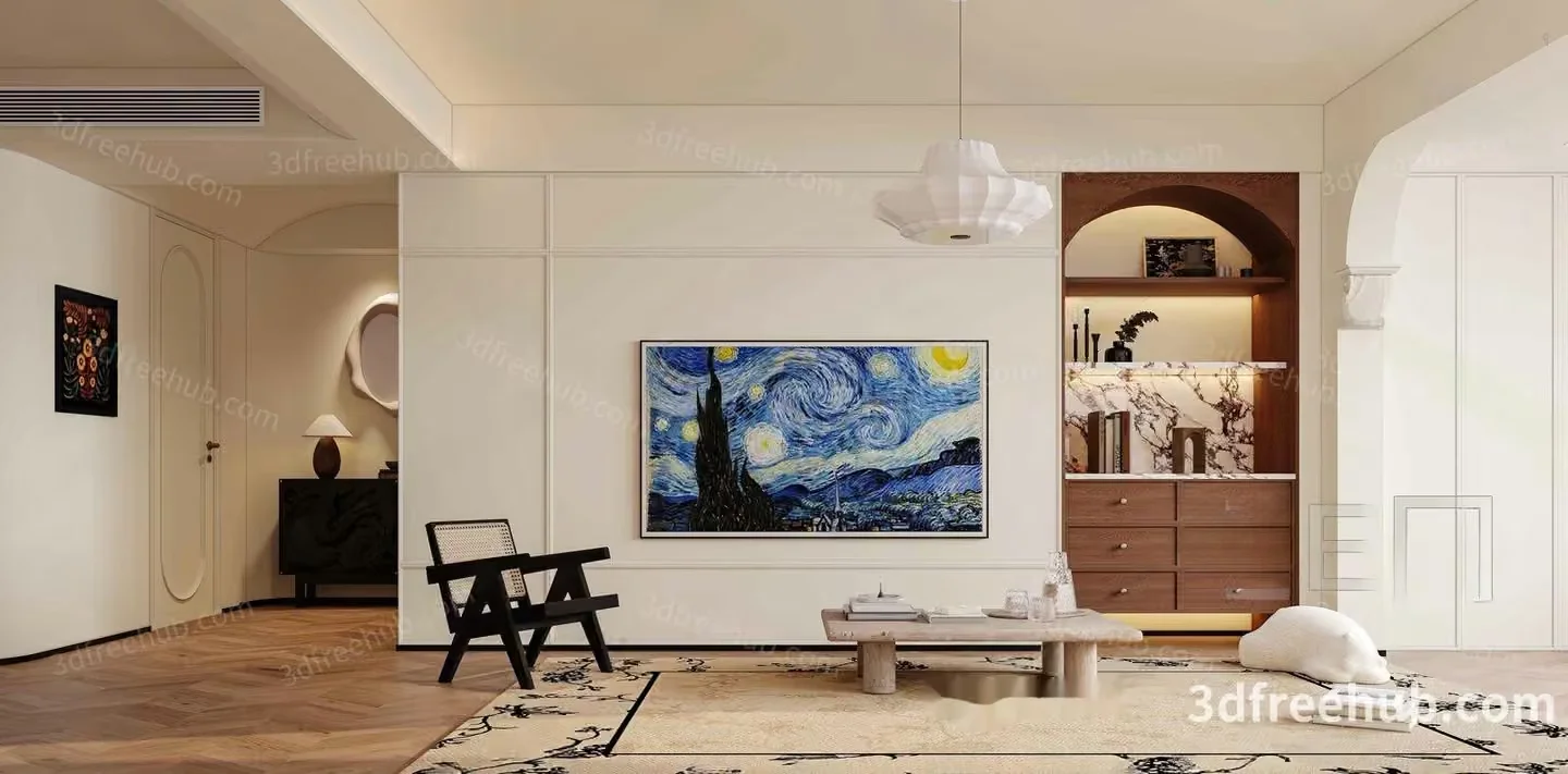 Modern Living Room 3D Model – 19915 – VRAY Render