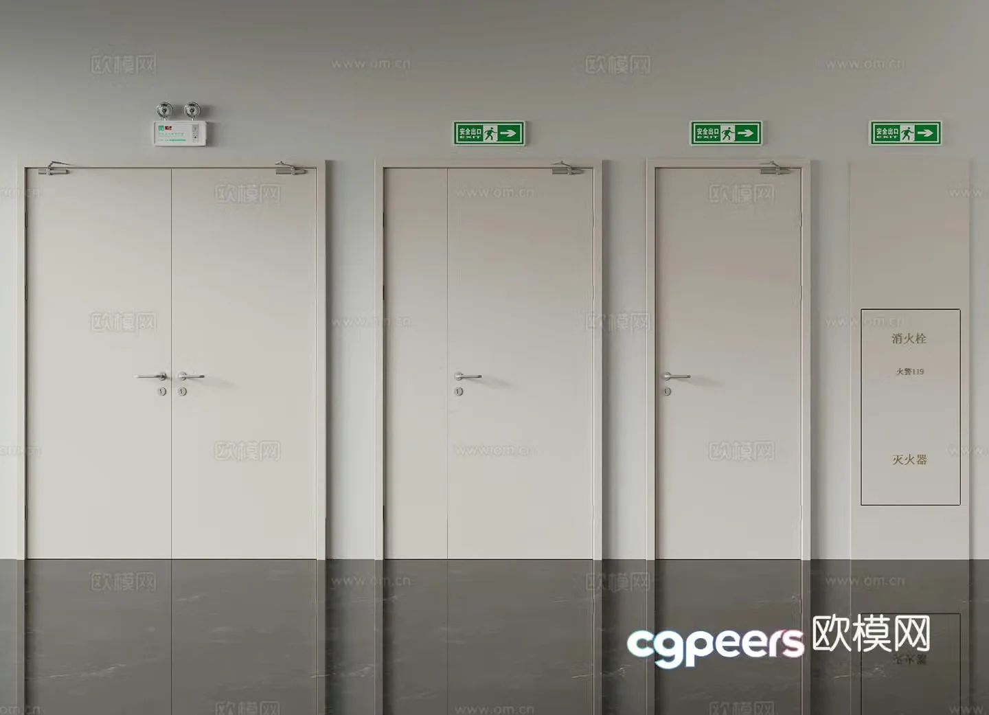 Modern fire door Single-open door Double-open door 3D model