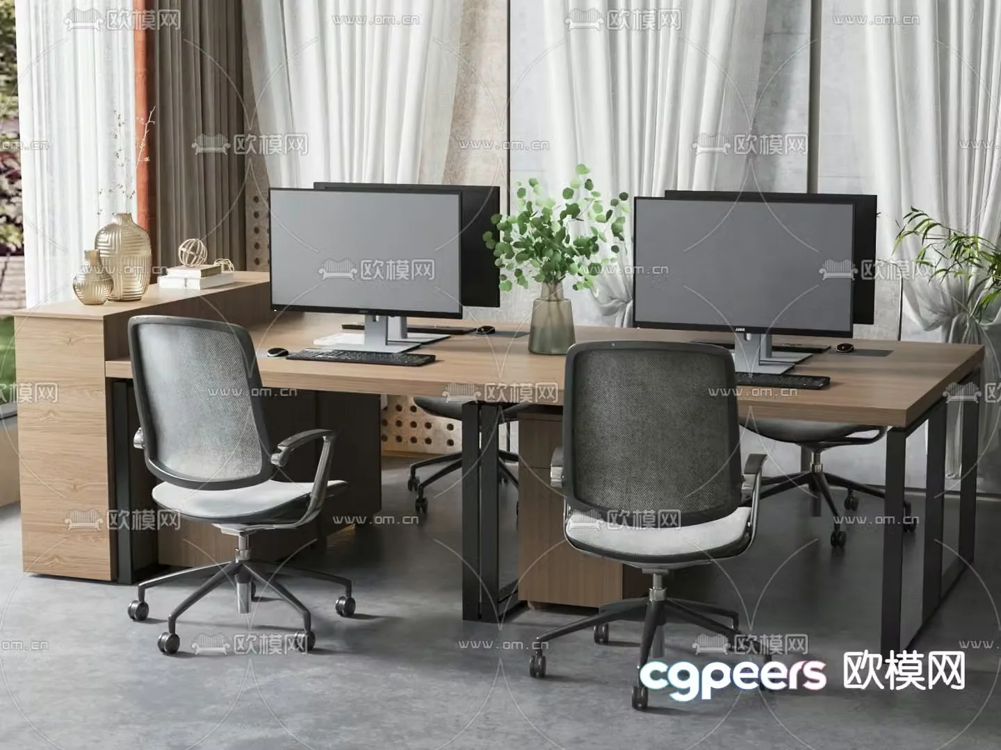 desk work station position card position 3d model