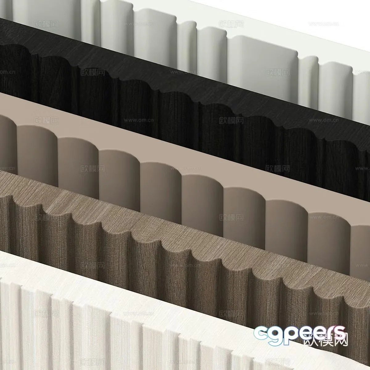 Grating board Wavy board Wall panel 3D model