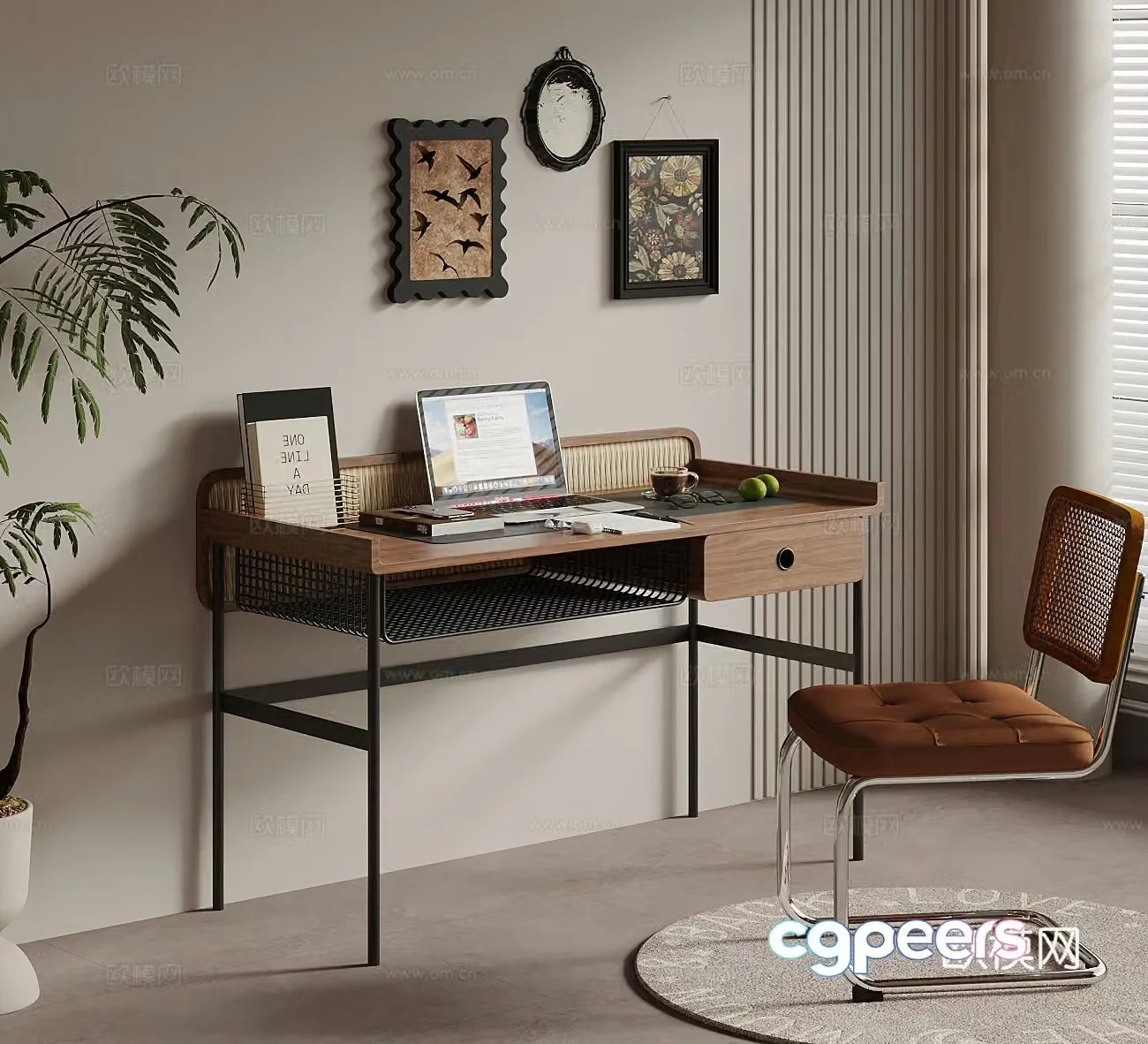 Desk medieval style writing desk computer desk 3D model