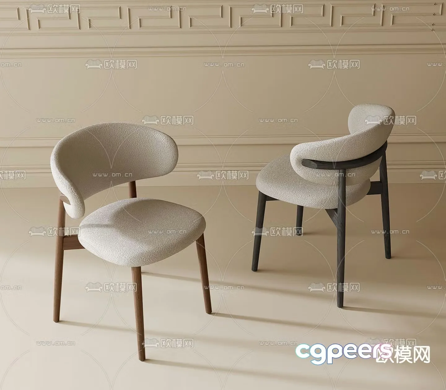 Modern dining chair single chair 3d model