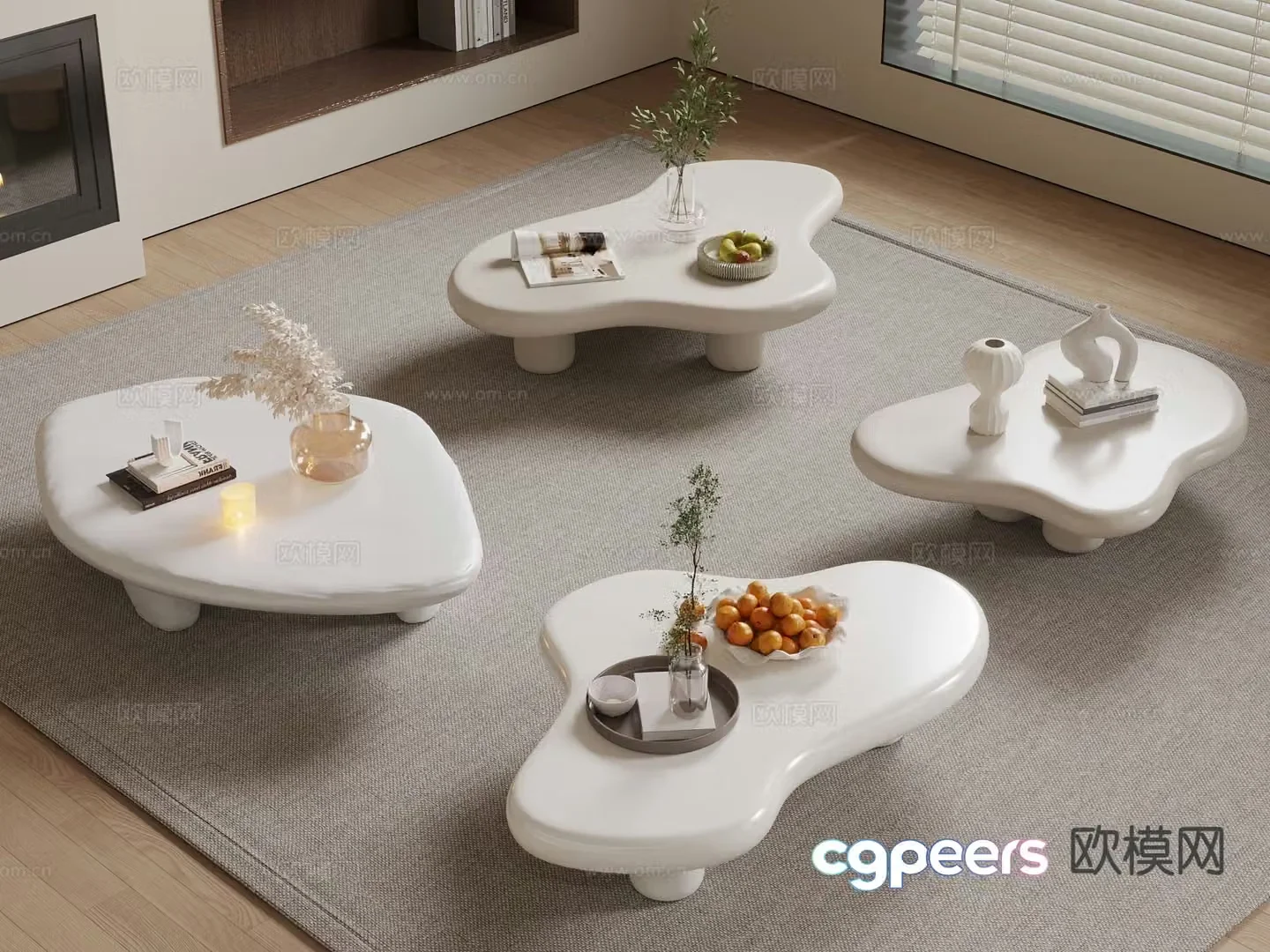 Cream style coffee table 3d model