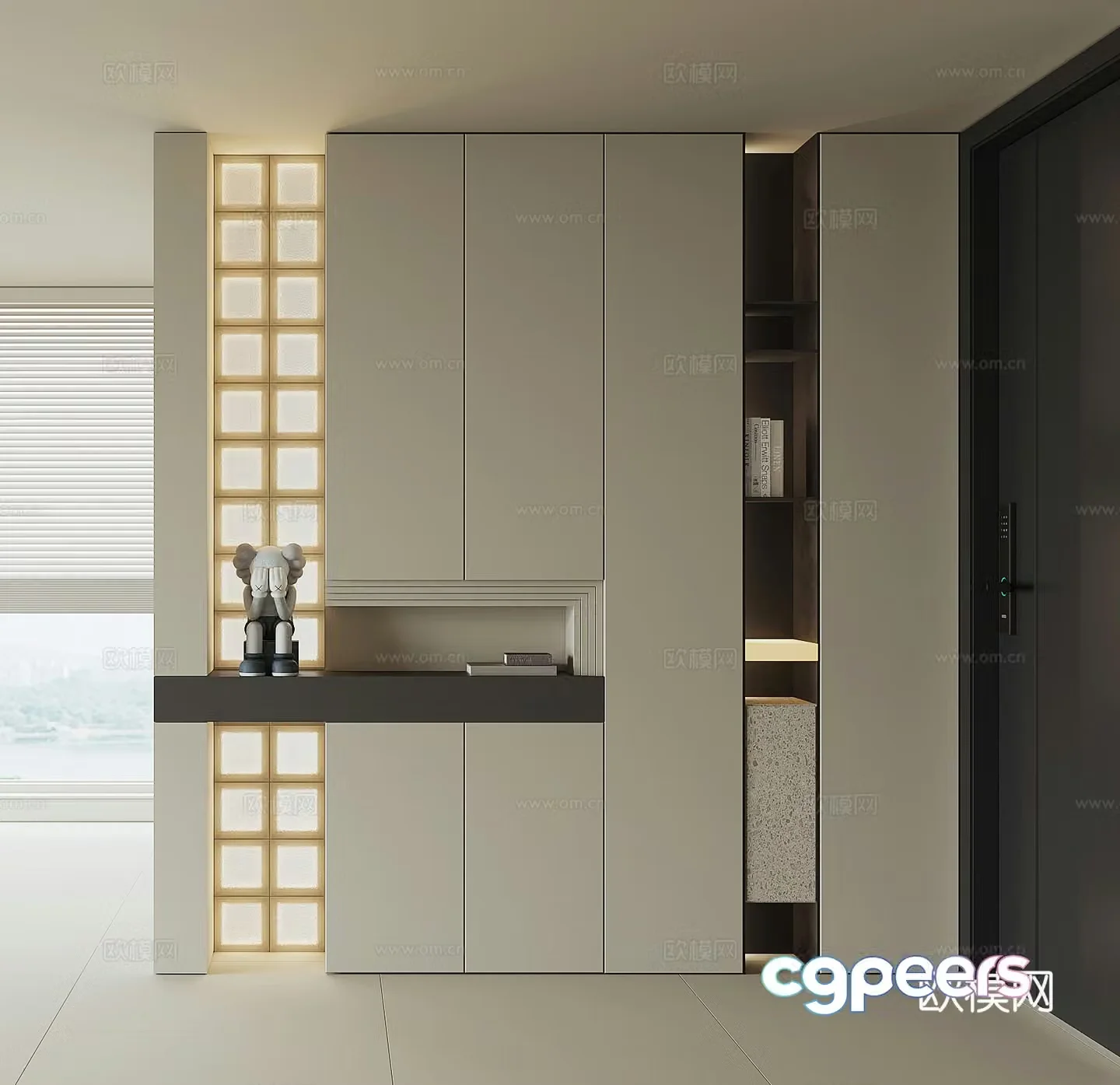 Modern home entrance shoe cabinet 3D model