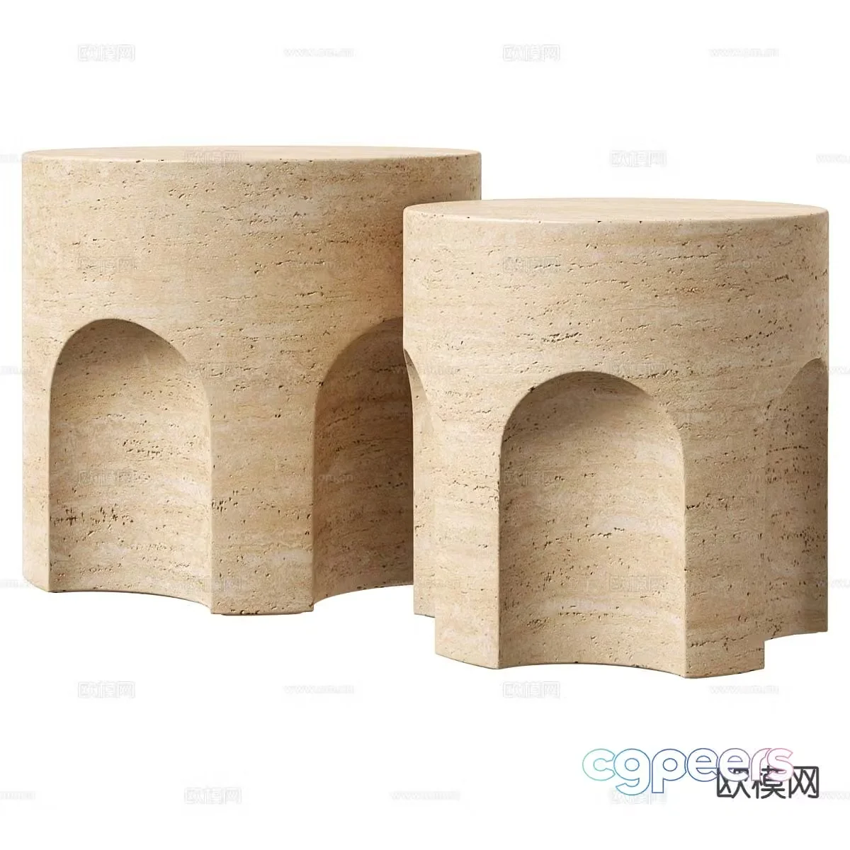 CARVED round table side table table table 3d model