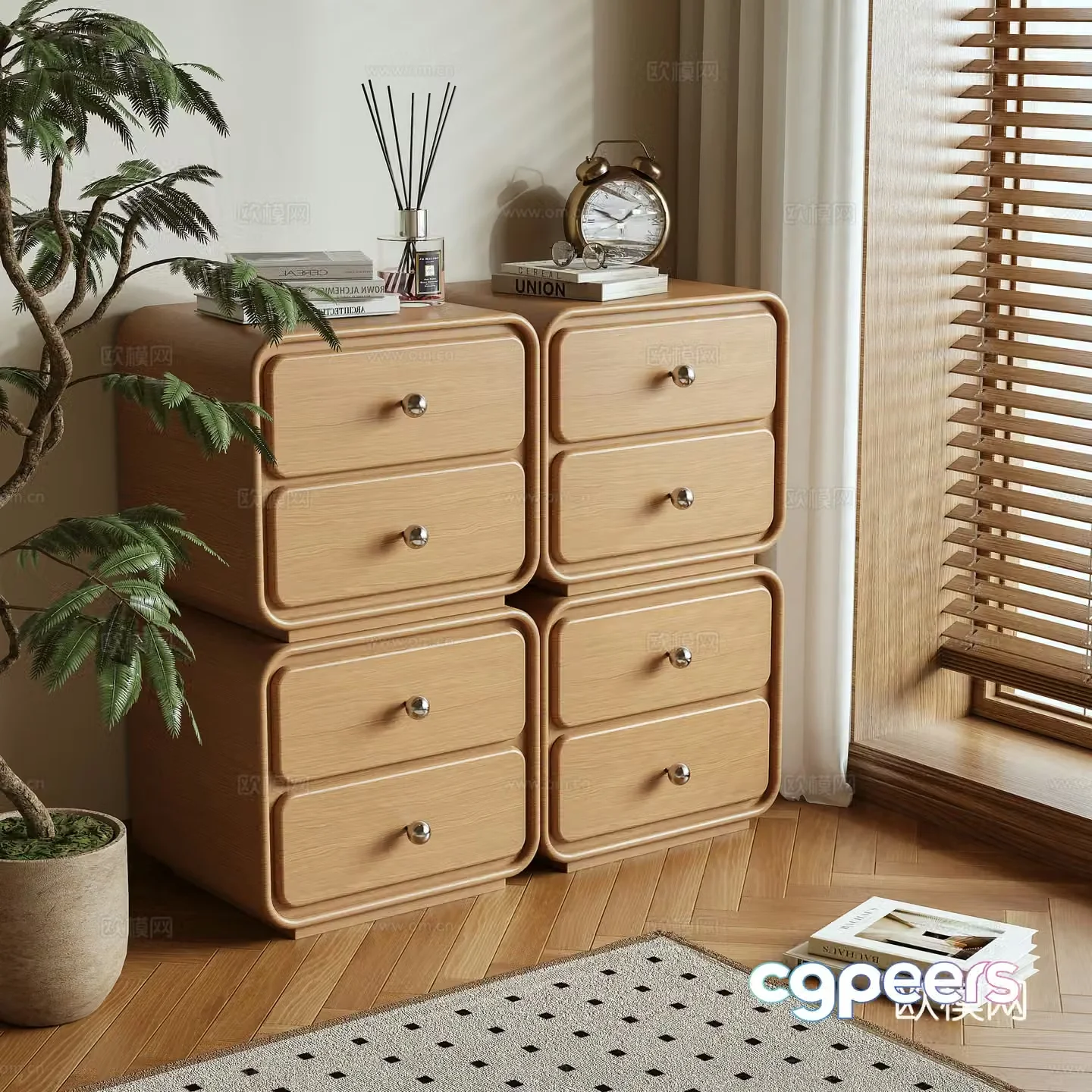 Log wind edge cabinet storage cabinet combination cabinet 3d model