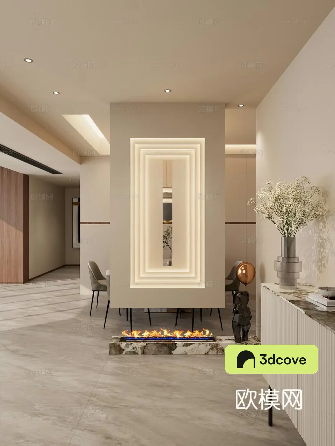 Minimalist Middle Style Scapa Interstellar View Partition Living and Dining Entrance 3D Model