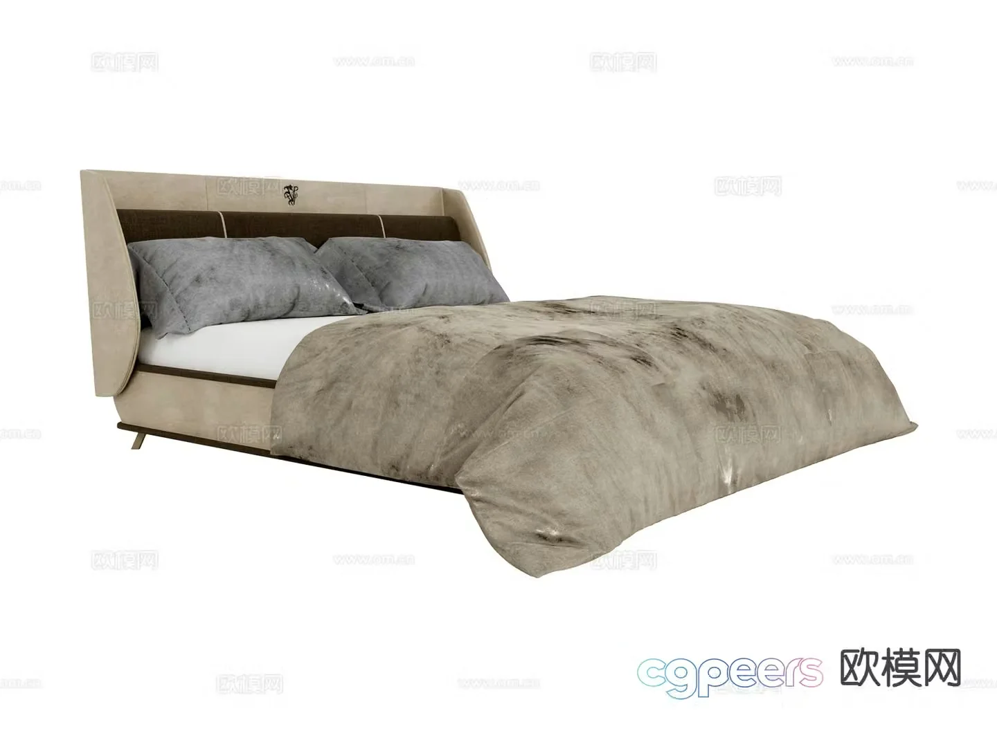 visionnaire light luxury double bed 3d model