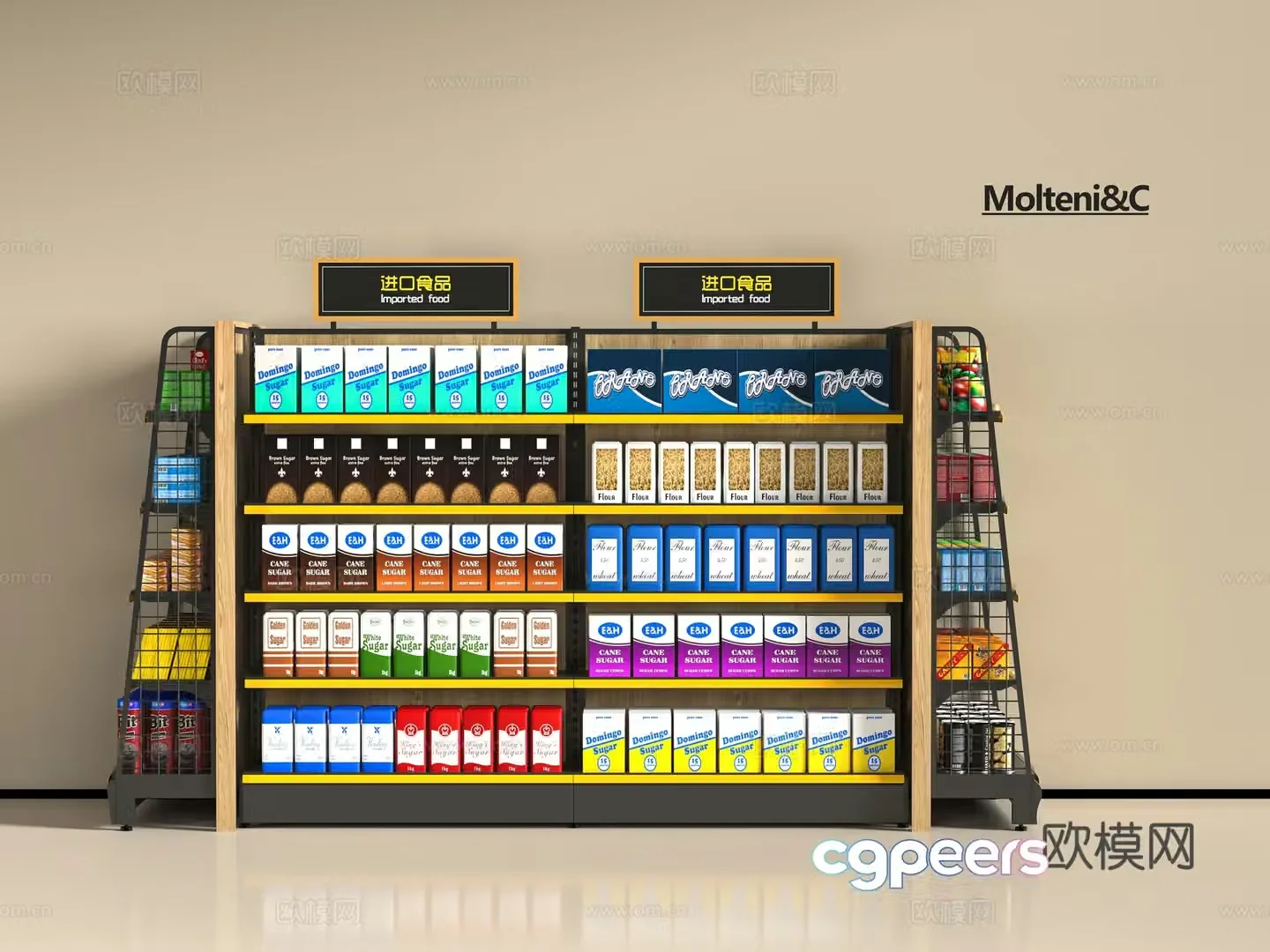 Modern supermarket shelves 3d model
