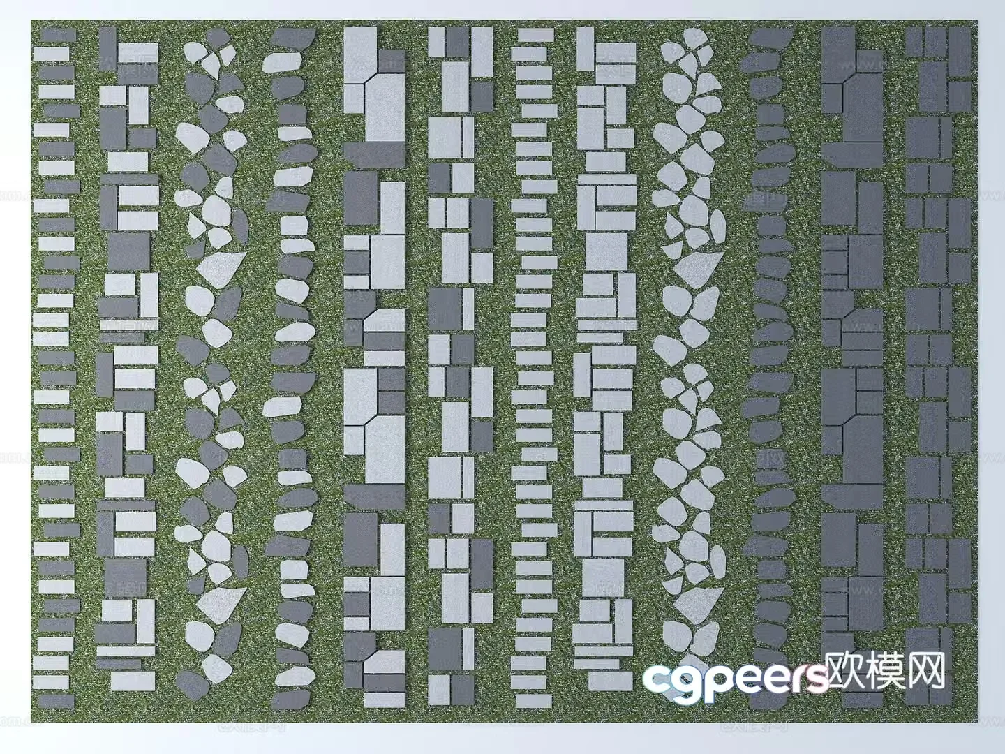 Modern old stone slab Chinese style slab stone road slab trail gravel stone landscaping garden road garden 3D model