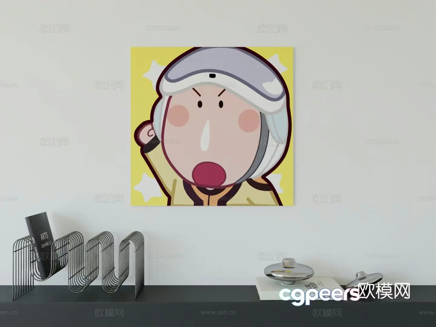 Modern minimalist cute cartoon character boy room girl room hanging painting 3d model