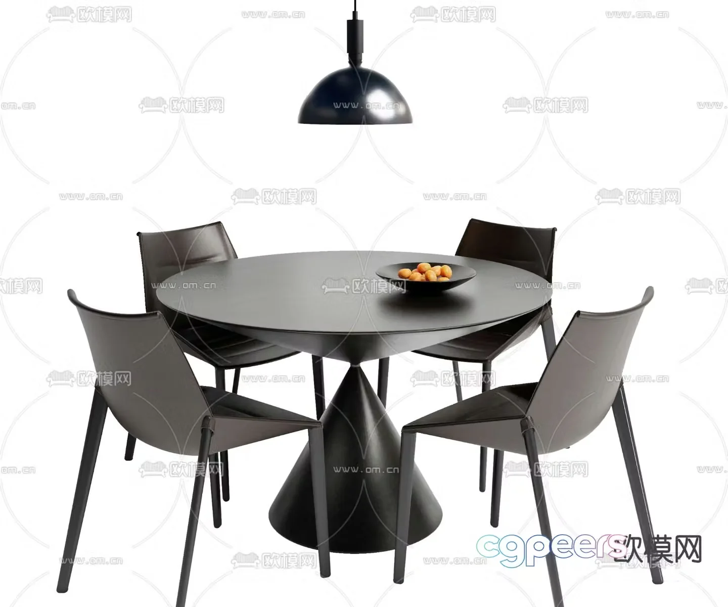 Round dining table and chair 3d model