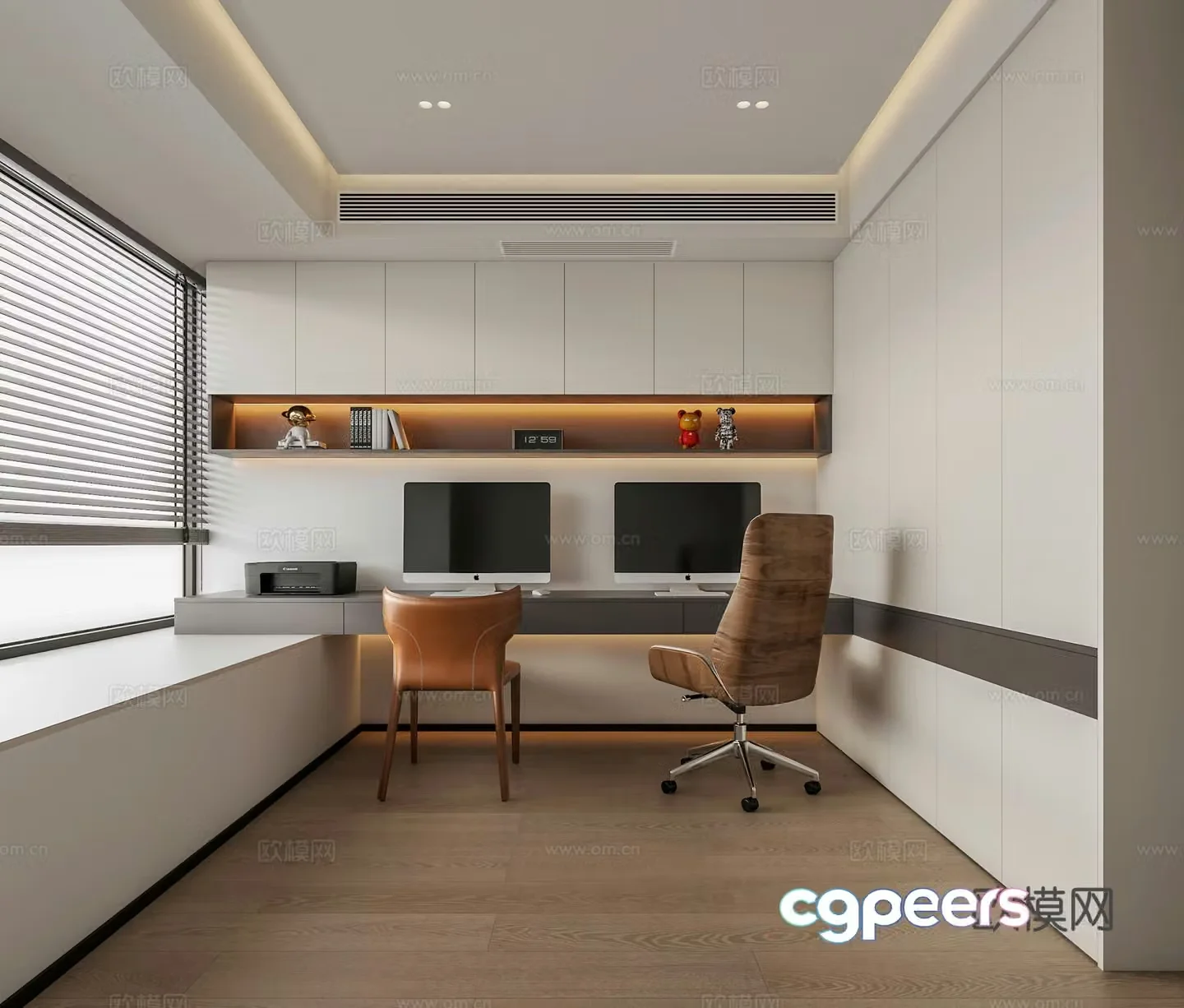 Modern minimalist study room 3D model