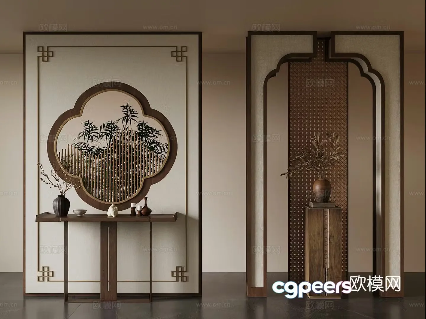 21 new Chinese style entrance partition end view cabinet case 3D model
