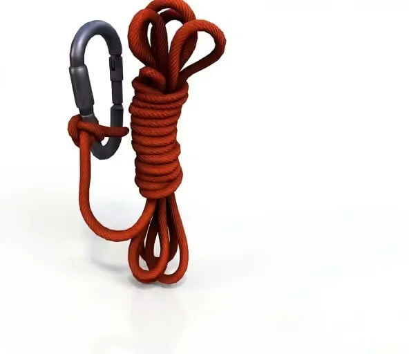 A Red Rope With A Carabiner 3D Model – 19713 – VRAY Render