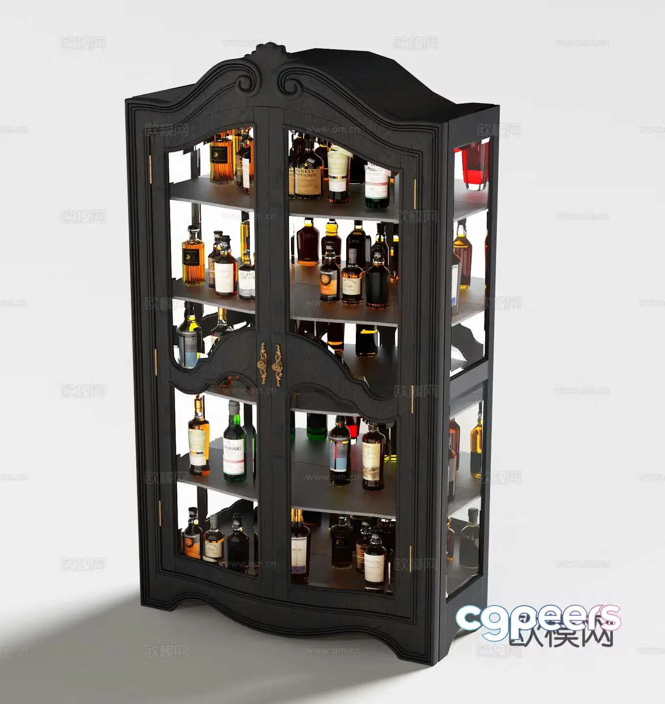 American wine cabinet 3d model