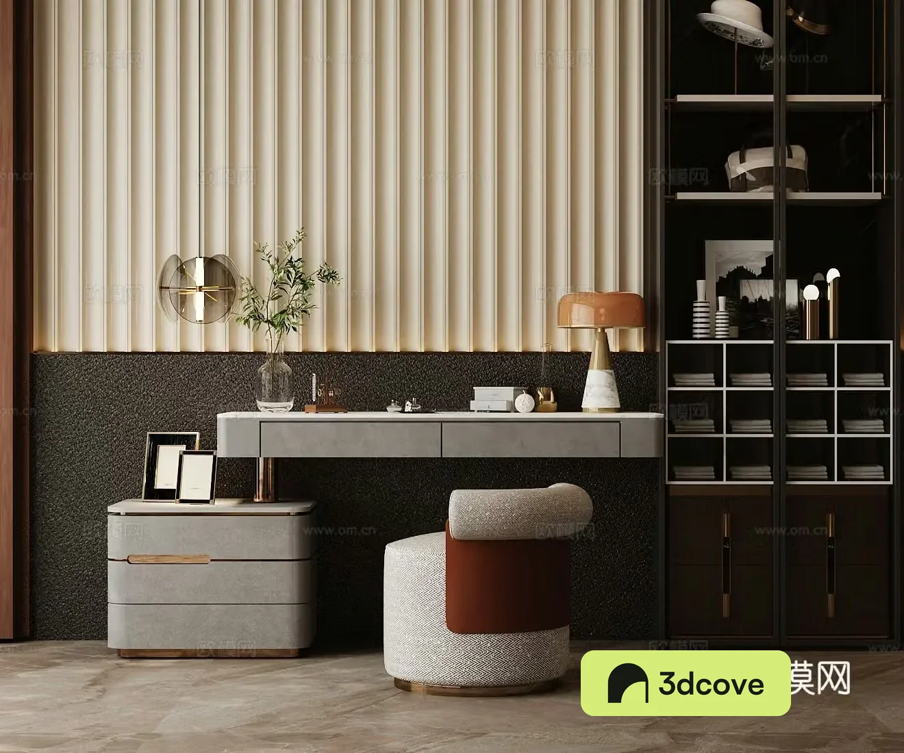 Modern Italian dressing table light luxury dressing table makeup stool combination makeup mirror wardrobe
