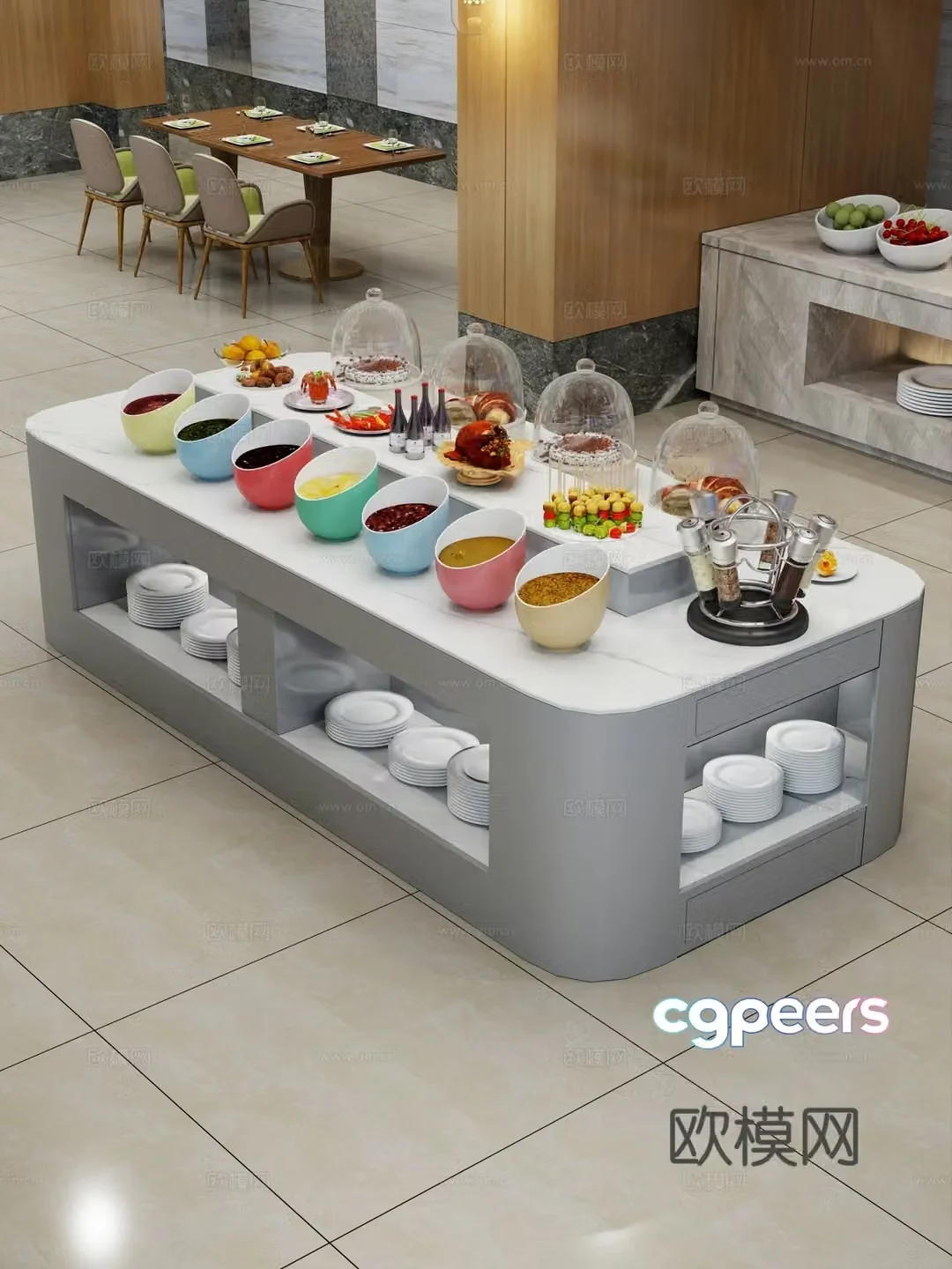 Material table Food table Decoration 3D model