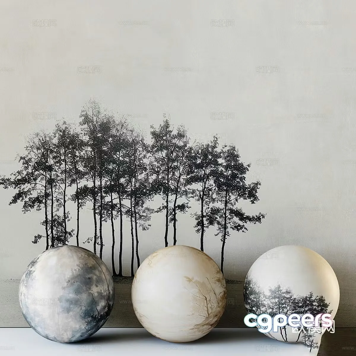 New Chinese style mural wallpaper 3d model