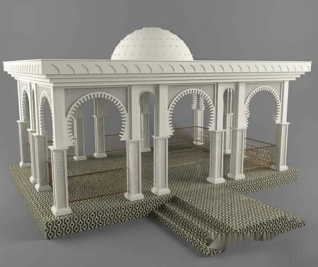 A White Building With Arches And Columns 3D Model – 7528 – VRAY Render