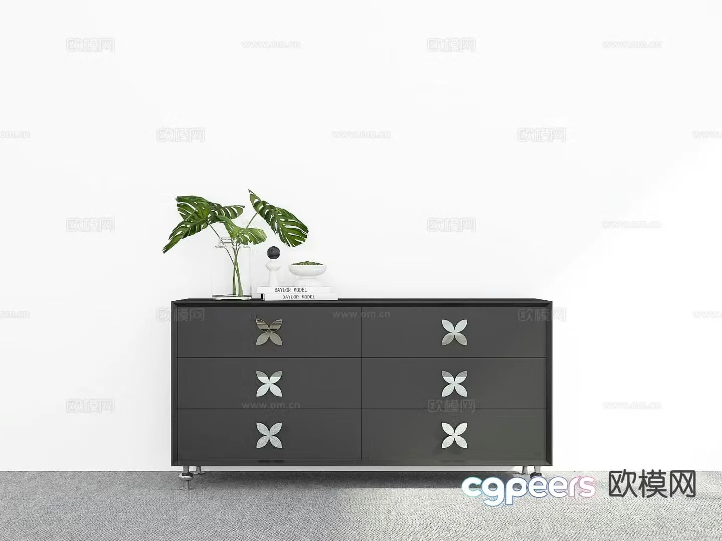 Modern side cabinet chest 3d model