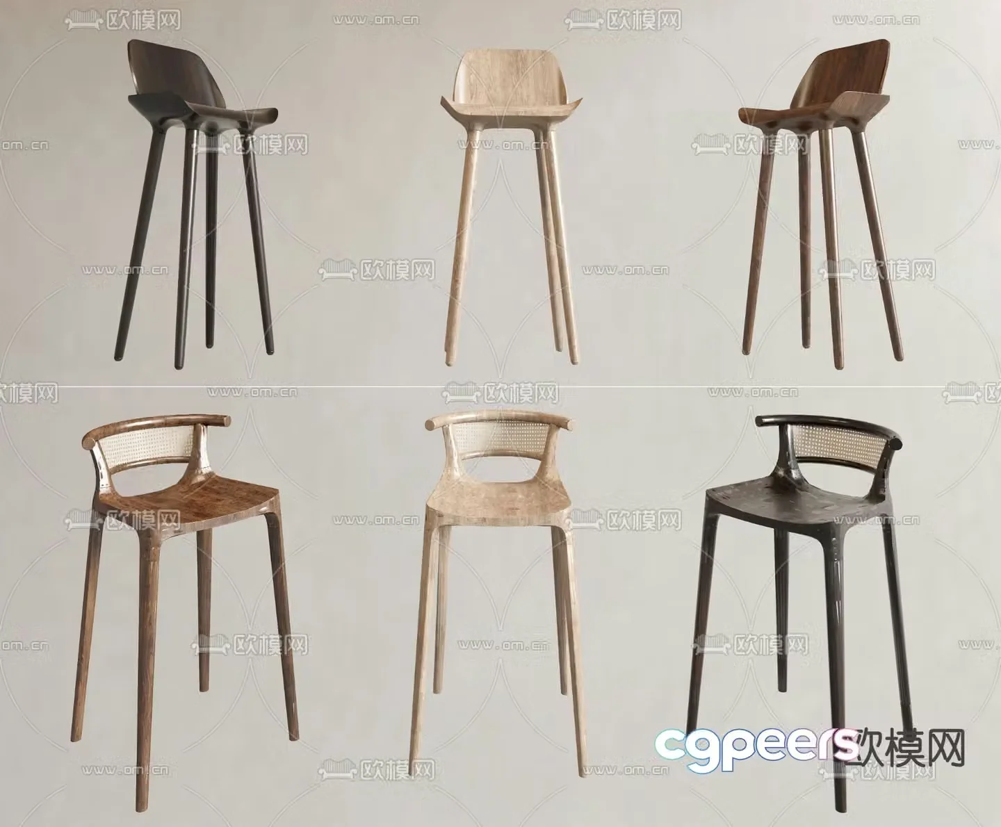 Medieval style bar chair bar stool high stool 3D model
