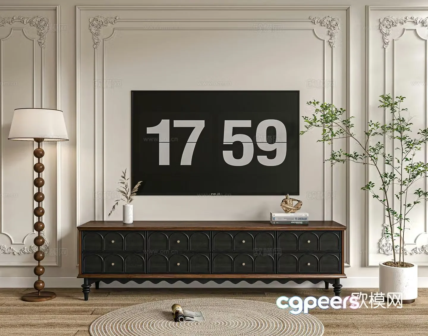 French retro TV cabinet 3d model