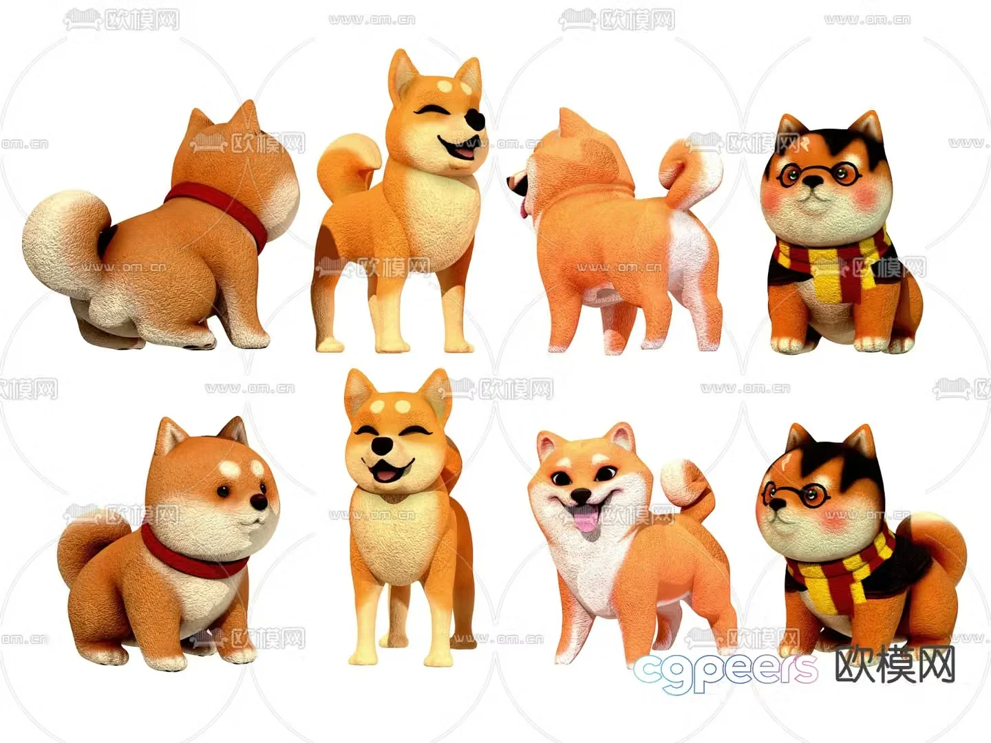 Modern Shiba Inu plush toy 3d model