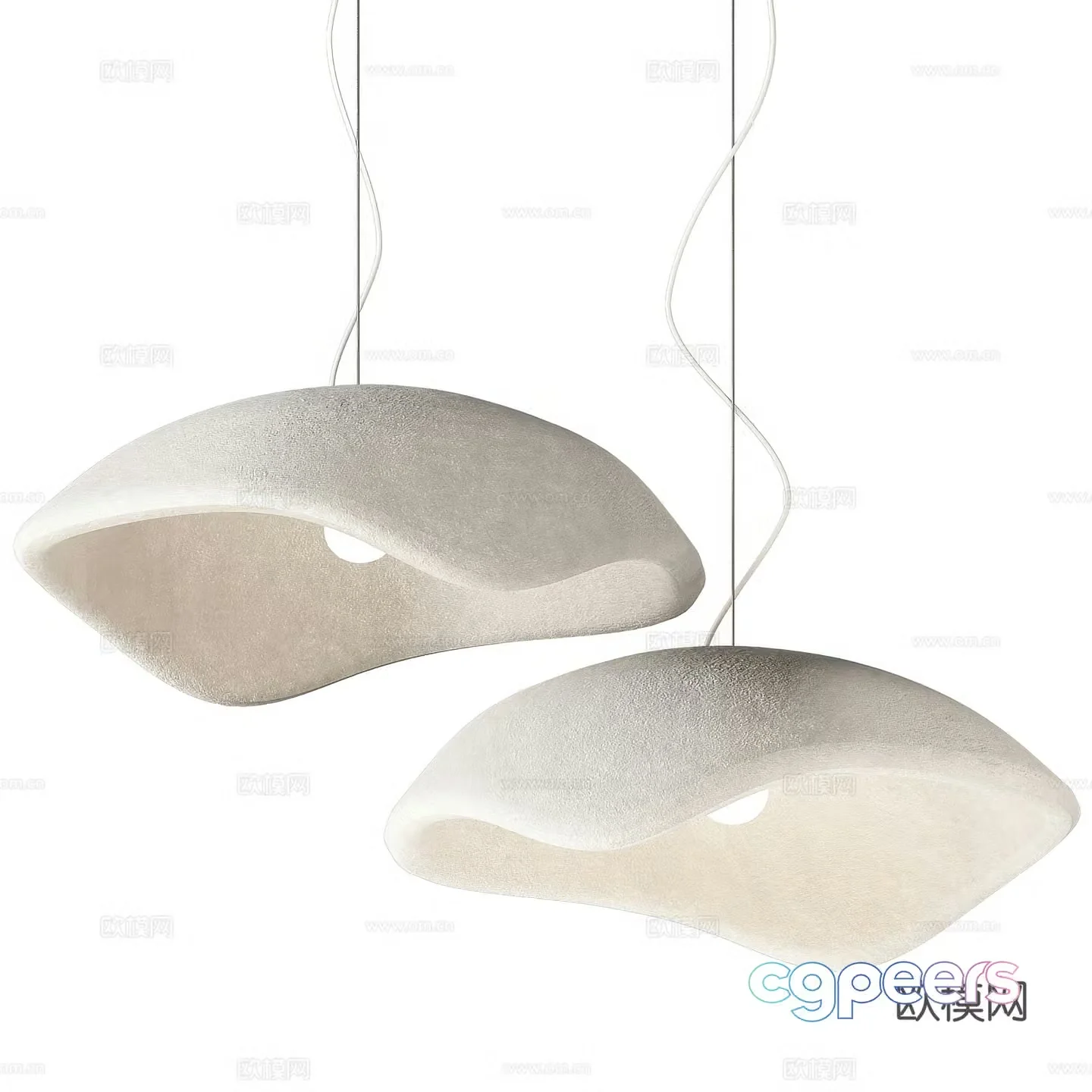 wabi-sabi lampshade chandelier 3d model