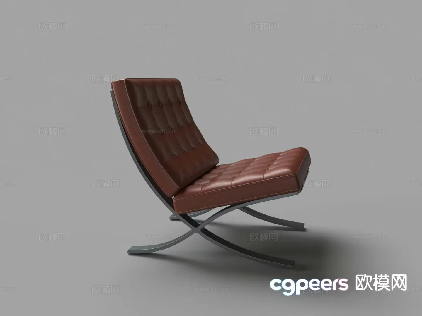 Modern Leather Chair Stitched Lounge Chair 3d Model